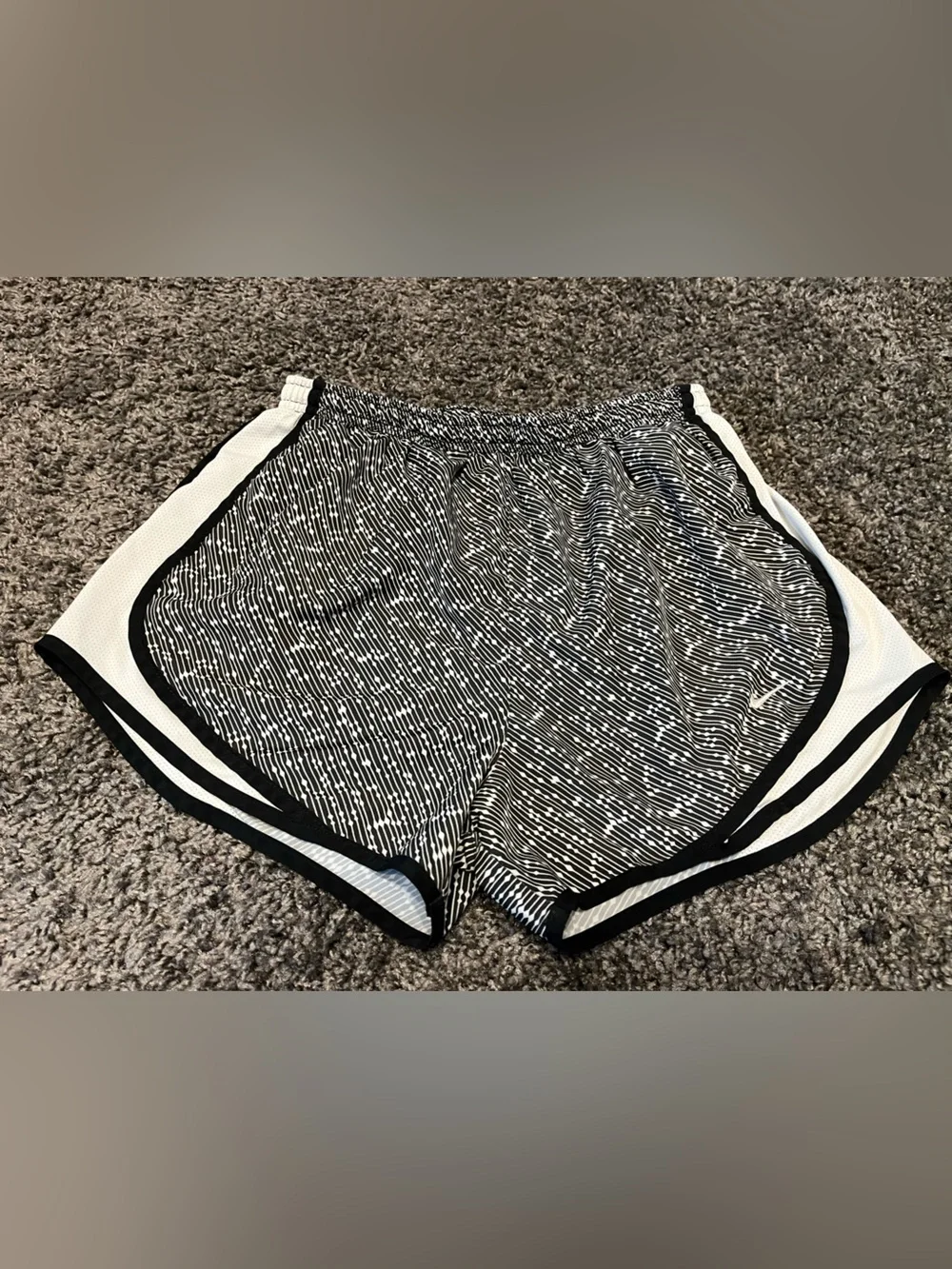 Nike Black & White Striped Women's Athletic Shorts